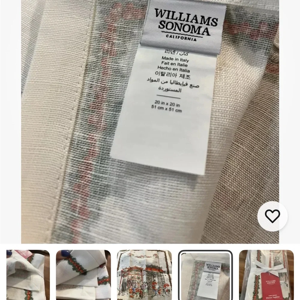 Williams Sonoma Town Square Napkins 20” sq